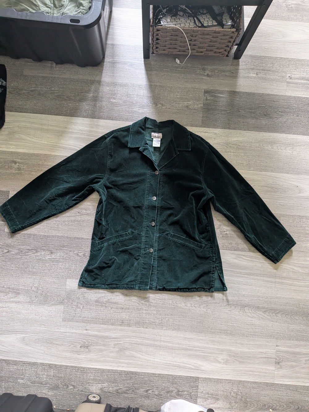 Corduroy Dark Green Button-Front Jacket